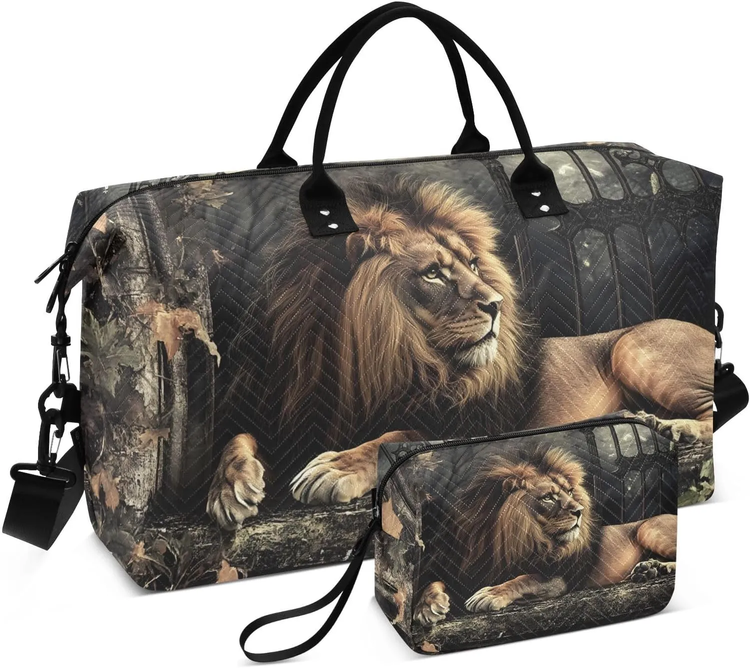 Lonely Lion Duffel Bag for Travel Gym Sport, Weekender Travel Bags Carry on Overnight Bag