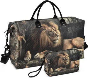 Lonely Lion Duffel Bag for Travel Gym Sport, Weekender Travel Bags Carry on Overnight Bag