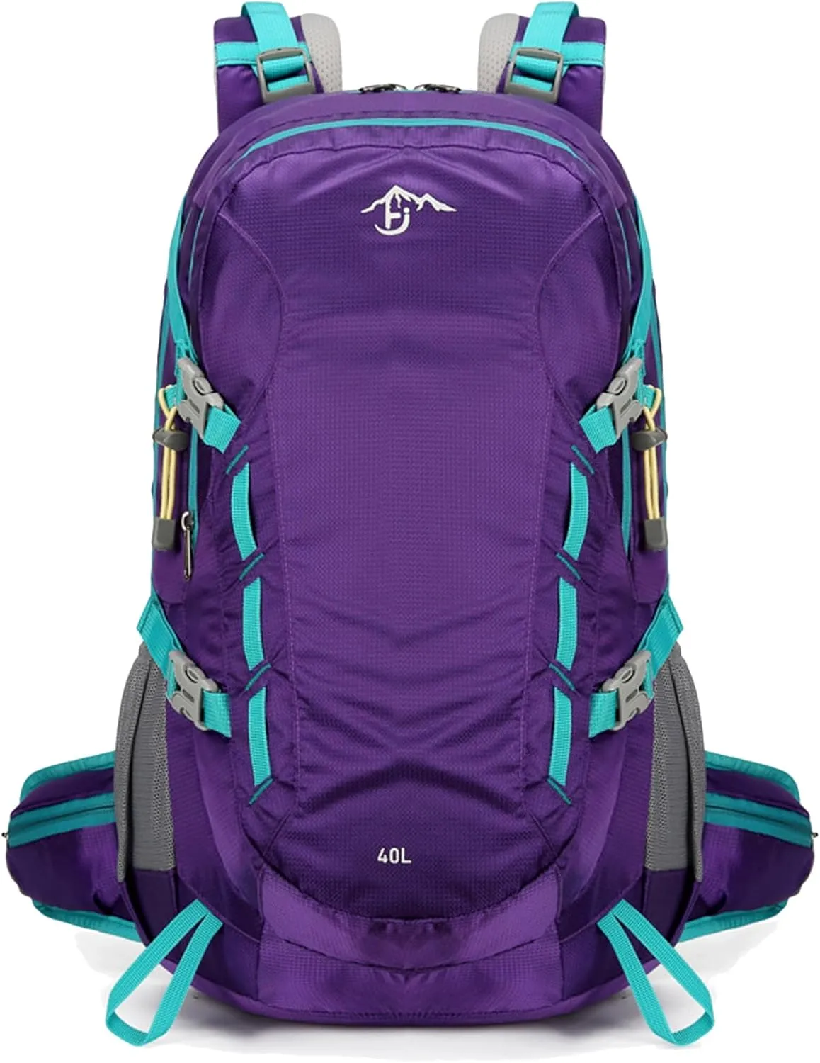 Long Keeper 40L Hiking Backpack Camping Daypack with Waterproof Rain Cover Lightweight Outdoor Sport Travel Backpack Rucksack (Purple)