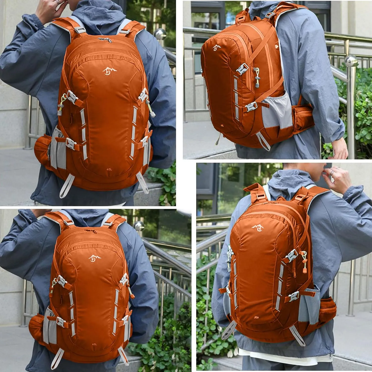 Long Keeper 40L Hiking Backpack Camping Daypack with Waterproof Rain Cover Lightweight Outdoor Sport Travel Backpack Rucksack (Purple)