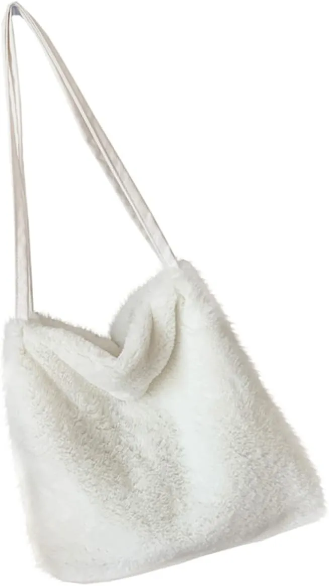 Lovely Student Bag Plush Shoulder Bag Chic Portable Winter Pouch Comfortable Woolen Material