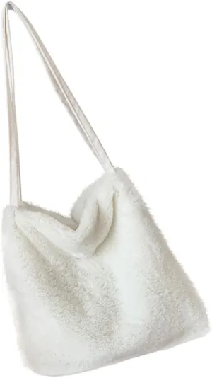 Lovely Student Bag Plush Shoulder Bag Chic Portable Winter Pouch Comfortable Woolen Material