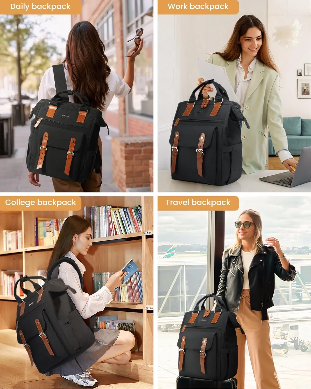 LOVEVOOK Extra Large Travel Laptop Backpack for Women, 18 Inch Computer Backpack Work Commuter Business Trip Weekender Carry on Backpack with Luggage Sleeve, Teacher Doctor Nurse Bags College Daypack