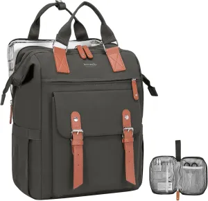 LOVEVOOK Laptop Backpack, Travel Bag with 17.3 inch Laptop Compartment, Water Resistant Teacher Nurse Doctor Work Bag, Anti-theft Daypack, Dark Grey Brown