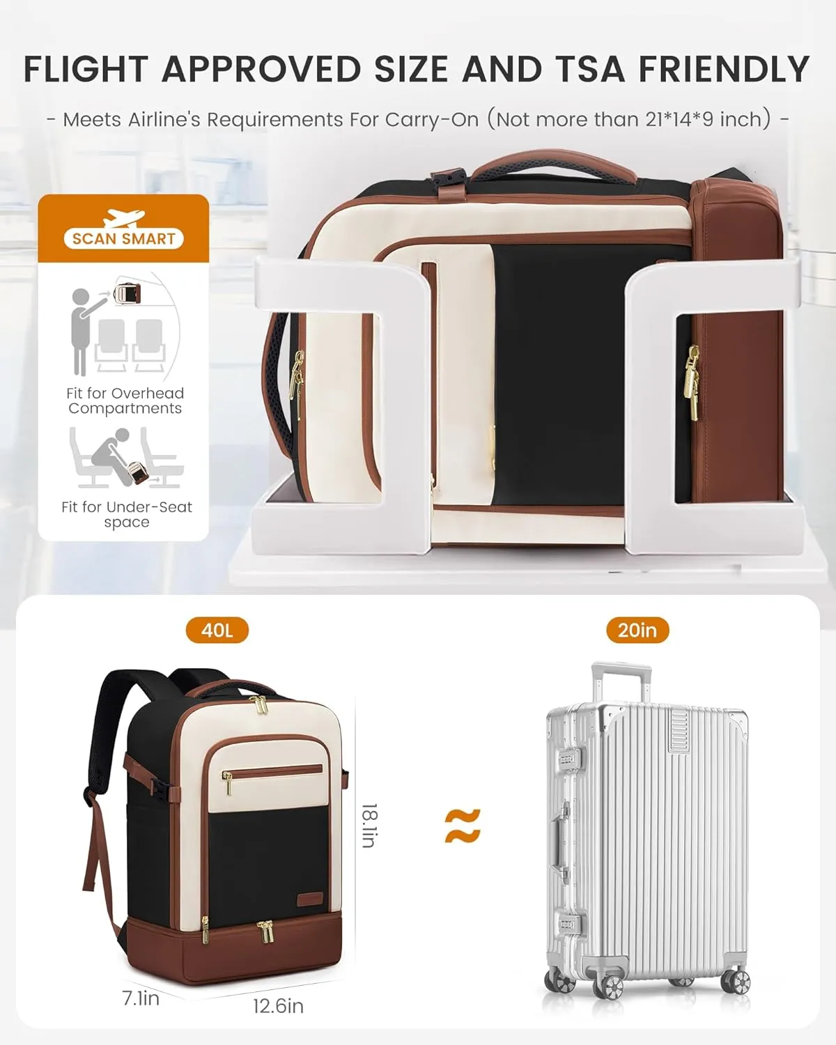 LOVEVOOK Travel Backpack for Women with Shoes Compartment,40L Personal Item Travel Bag Flight Approved Carry On Backpack with 2 Packing Cubes,Large Casual Weekender Luggage Daypack