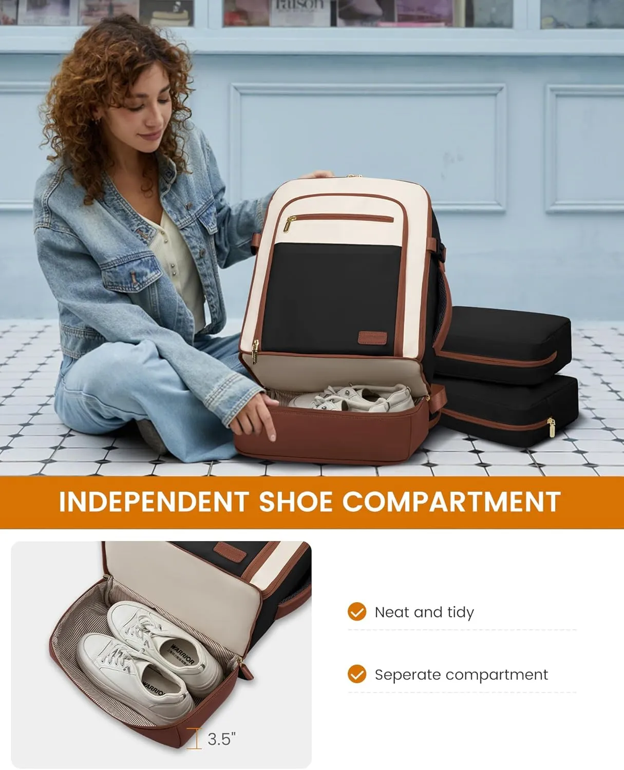 LOVEVOOK Travel Backpack for Women with Shoes Compartment,40L Personal Item Travel Bag Flight Approved Carry On Backpack with 2 Packing Cubes,Large Casual Weekender Luggage Daypack