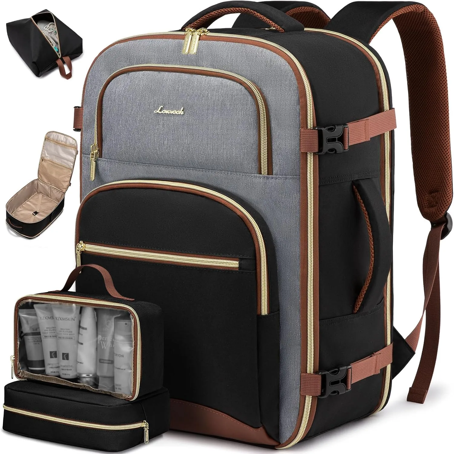 LOVEVOOK Travel Essentials Carry on Backpack 40L Travels Backpack for Women,Waterproof TSA Personal Item Travels Bag Airline Flight Approved,Large Carry on Luggage Laptop Backpack with Packing Cubes