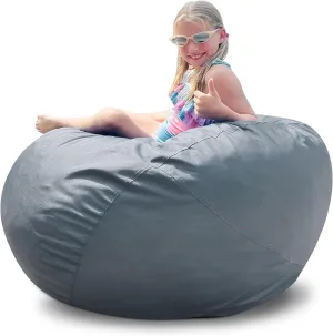 Lumaland Outdoor/Indoor Bean Bag 3ft, Water-Repellent and Fading-Resistant, Comfortable Sack Chair for Patio, Backyard, Frontyard, Deck, Garden, Swimming Pool and Home, Dark Grey