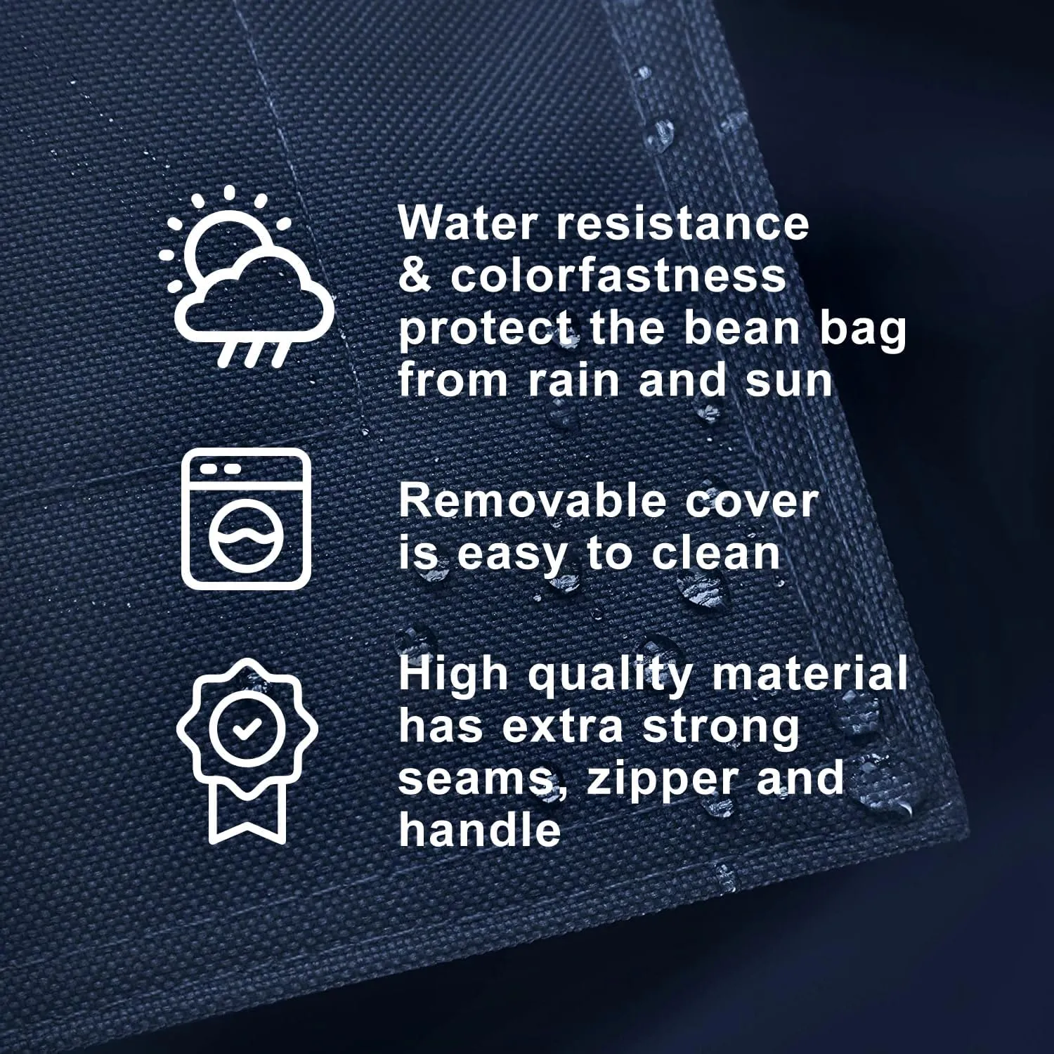 Lumaland Outdoor/Indoor Bean Bag 3ft, Water-Repellent and Fading-Resistant, Comfortable Sack Chair for Patio, Backyard, Frontyard, Deck, Garden, Swimming Pool and Home, Navy Blue
