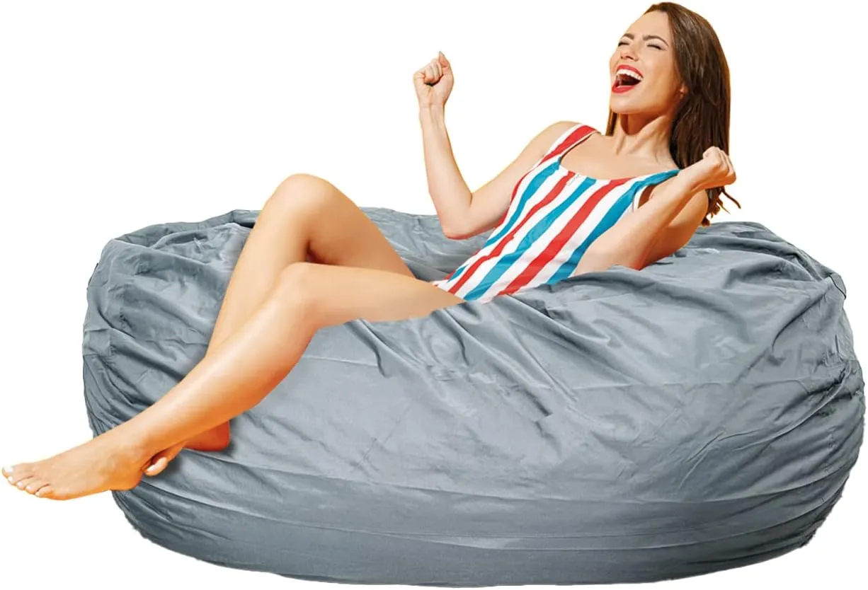 Lumaland Outdoor/Indoor Bean Bag 7ft, Water-Repellent and Fading-Resistant, Comfortable Sack Chair for Patio, Backyard, Frontyard, Deck, Garden, Swimming Pool and Home, Dark Grey