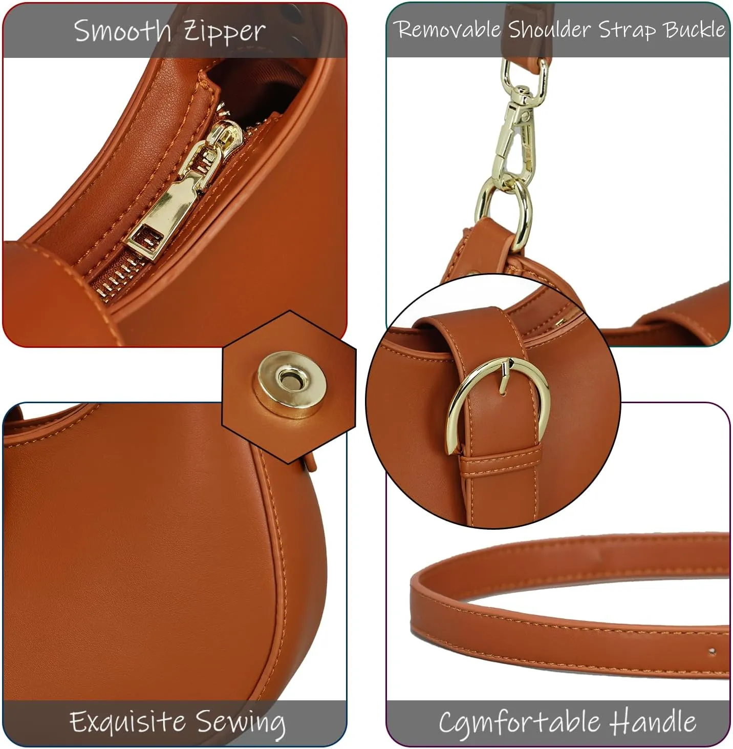 Luna Crossbody Bag for Women Small Crescent Shoulder Purse with Adjustable Strap Cute Mini Handbags for Going Out