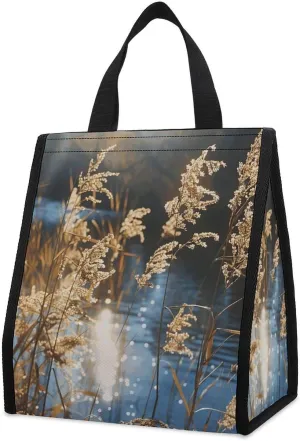 Lunch Bag for Women Men Reeds on The Water Insulated Lunch Box Reusable Lunch Tote Bag Leakproof Handbag for Office Work Travel
