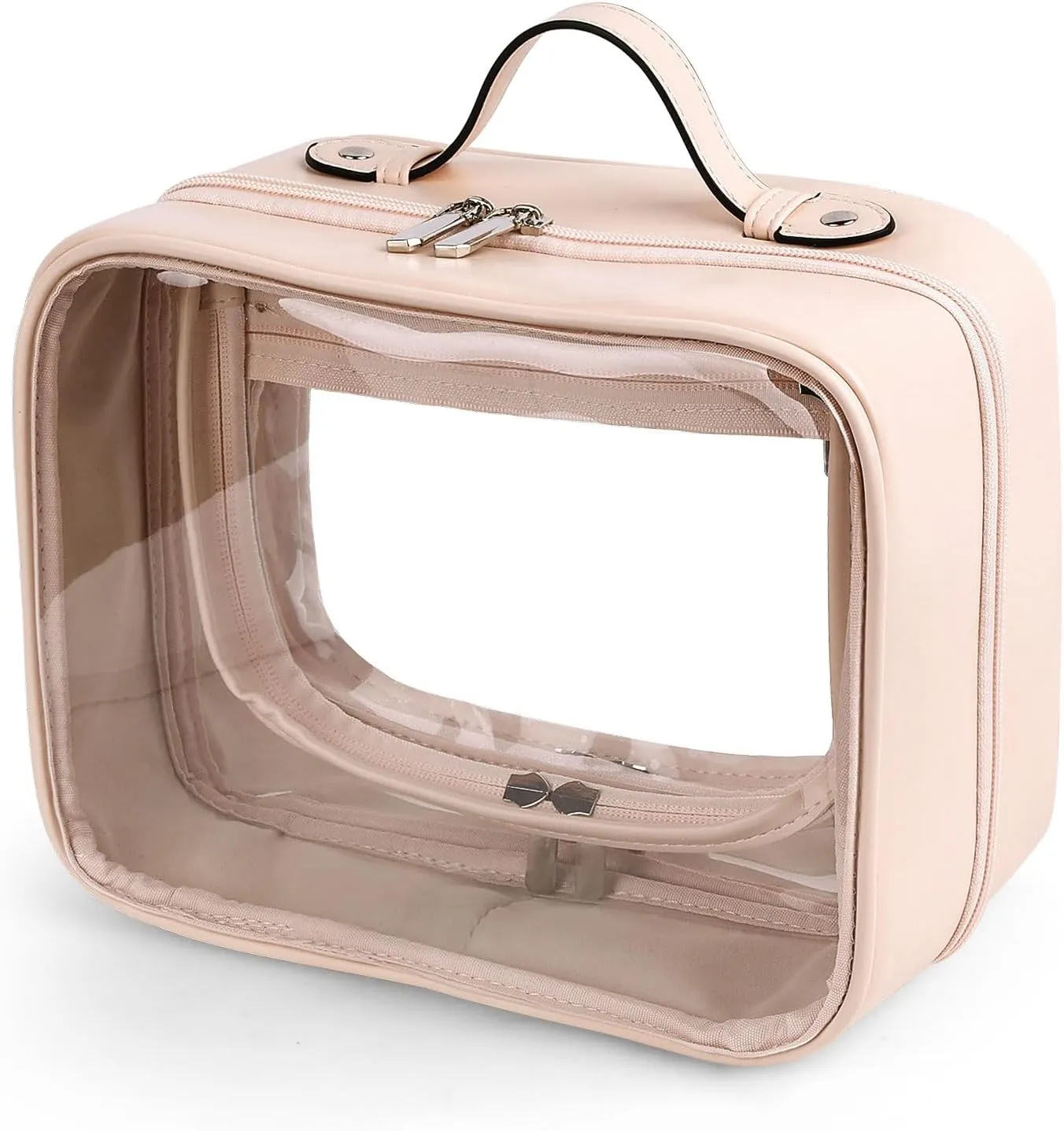 Lychii TSA Approved Toiletry Bag, Clear Travel Bag for Liquids Toiletries, Makeup Cosmetic Bag Organizer, Carry on Travel Accessories Essentials, Large Size, Pink
