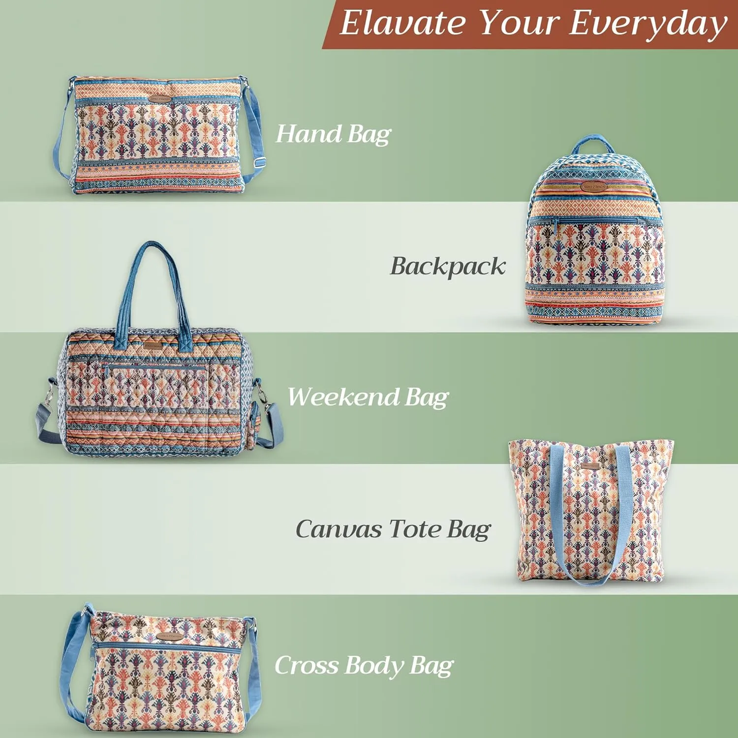 Maison d' Hermine Shopping Bag Cotton Quilted Tote Bag with Zipper Pockets & Small Pouch Grocery Bag for Work Travel Lunch