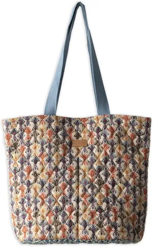 Maison d' Hermine Shopping Bag Cotton Quilted Tote Bag with Zipper Pockets & Small Pouch Grocery Bag for Work Travel Lunch