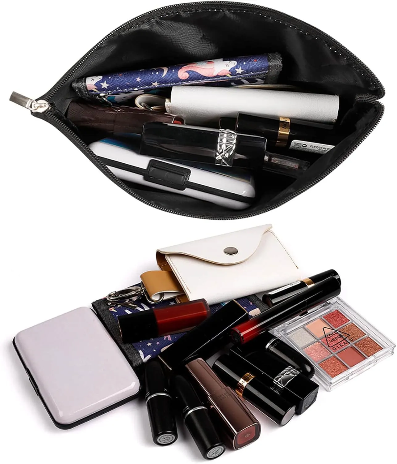 Makeup Bag Portable Cosmetic Bag Sparkling Purple Glitter Toiletry Bag Makeup Organizer Case Large Capacity Zipper Pouch Travel Toiletry Pouch for Women Men