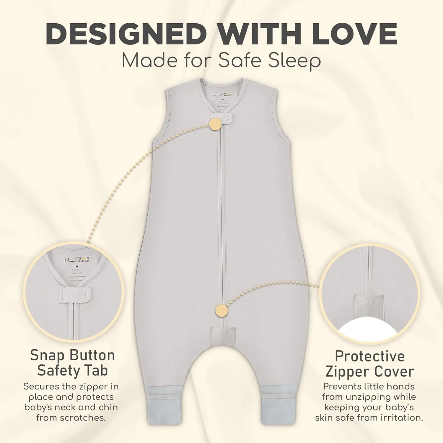 Mama Cheetah Toddler Sleep Sack with Feet, 0.5 TOG Organic Cotton Baby Sleeping Bag with Legs, Baby Wearable Blankets for Walkers w/ 2-Way Zipper, Baby Sleep Sack for Girls & Boys, Early Walker 3-4 T