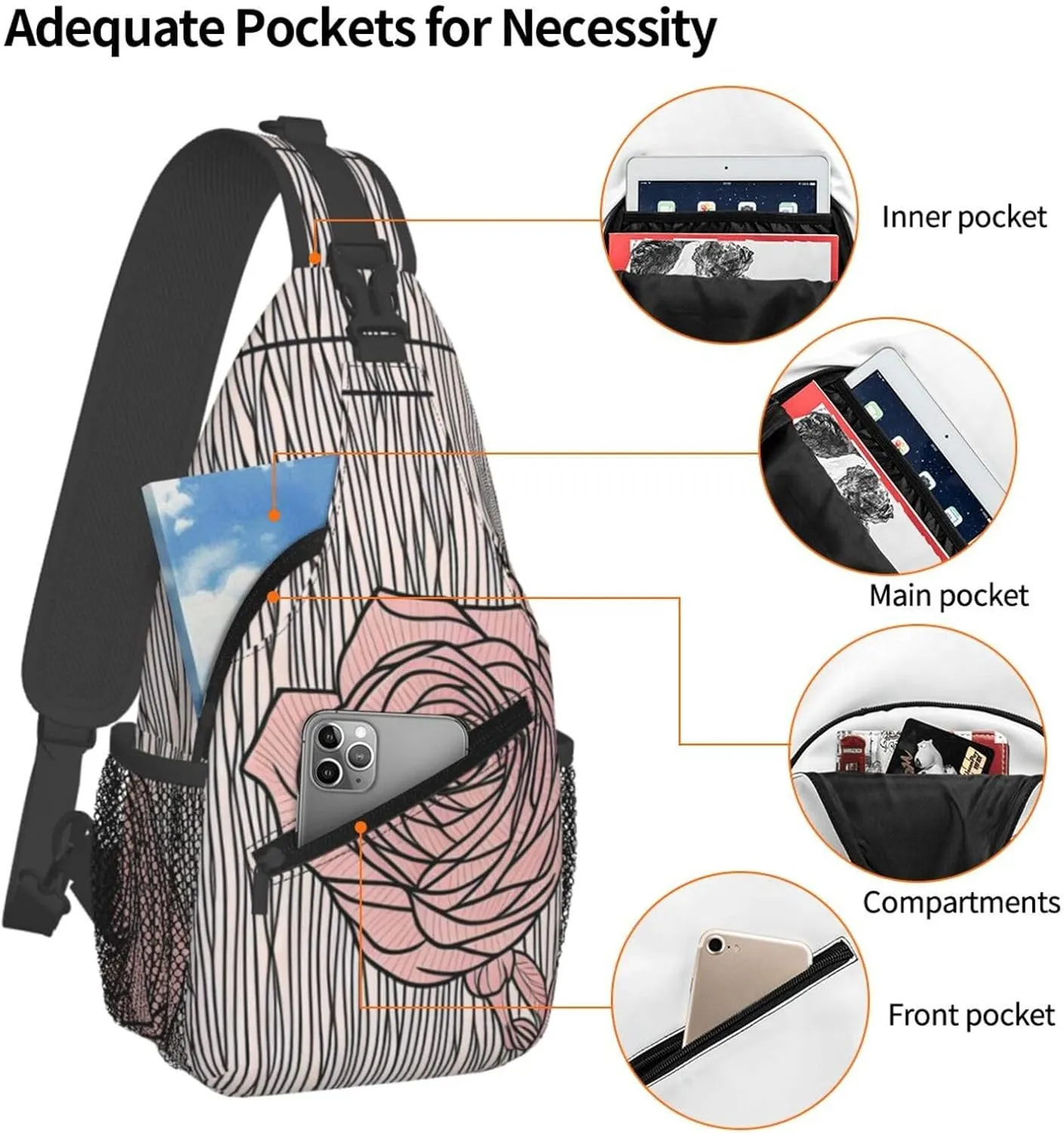 Mechanical Gold Disc Sling Bag For Women Mencross Sling Bag Fashion Crossbody Shoulder Bag Chest Bag For Hiking Travel