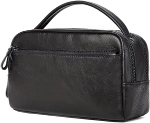 Men's Toiletry Bags for Men Make up Bag Cosmetic Case Genuine Leather Zip Cosmetics Bags Makeup Bag for Traveling