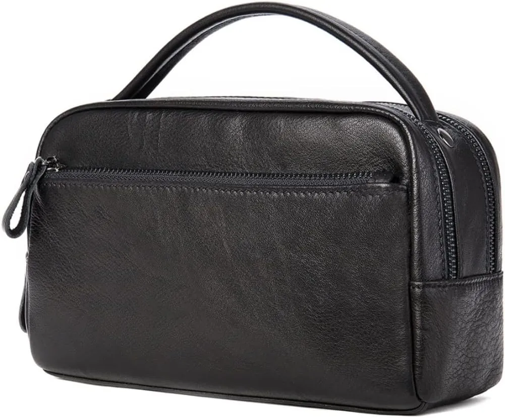 Men's Toiletry Bags for Men Make up Bag Cosmetic Case Genuine Leather Zip Cosmetics Bags Makeup Bag for Traveling