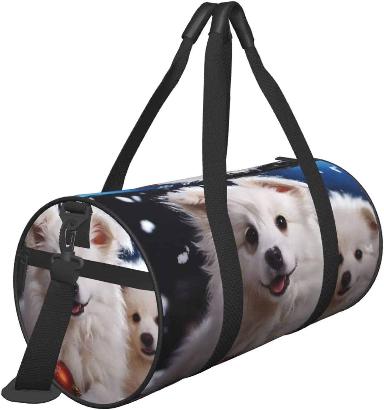 Merry Christmas White Snow Dog Travel Duffle Bag for Men Women Sport Gym Bag Foldable Weekender Bag Carry on Overnight Bag for Travel Swimming Basketball