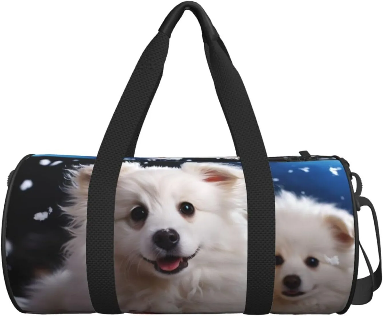 Merry Christmas White Snow Dog Travel Duffle Bag for Men Women Sport Gym Bag Foldable Weekender Bag Carry on Overnight Bag for Travel Swimming Basketball