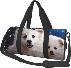Merry Christmas White Snow Dog Travel Duffle Bag for Men Women Sport Gym Bag Foldable Weekender Bag Carry on Overnight Bag for Travel Swimming Basketball