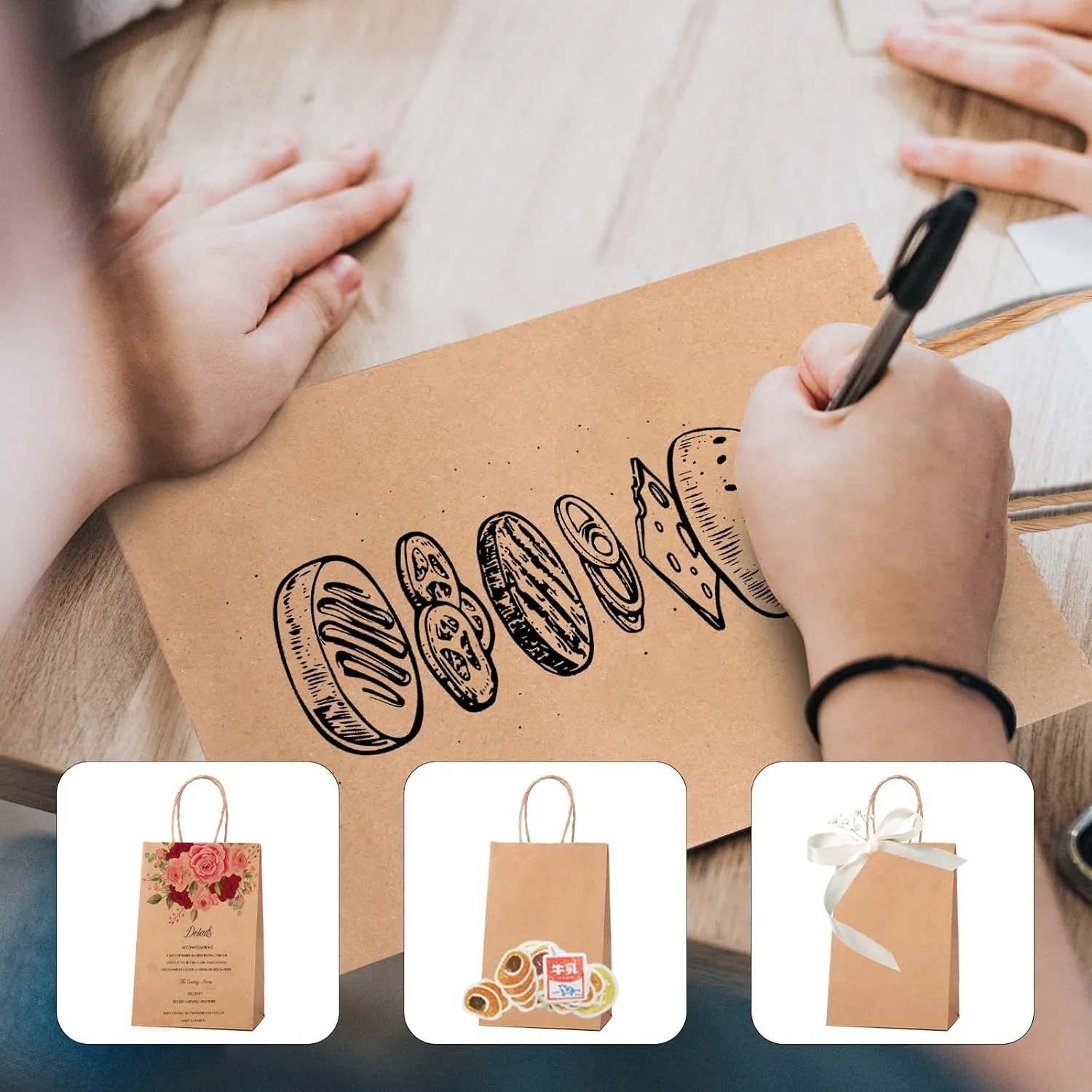 METRONIC Paper Gift Bags 8x4.25x10.5 100Pcs Brown Paper Bags with Handles Bulk, Kraft Paper Bags for Small Business, Birthday Wedding Party Favor Bags, Christmas Gift bags, Retail shopping Bags
