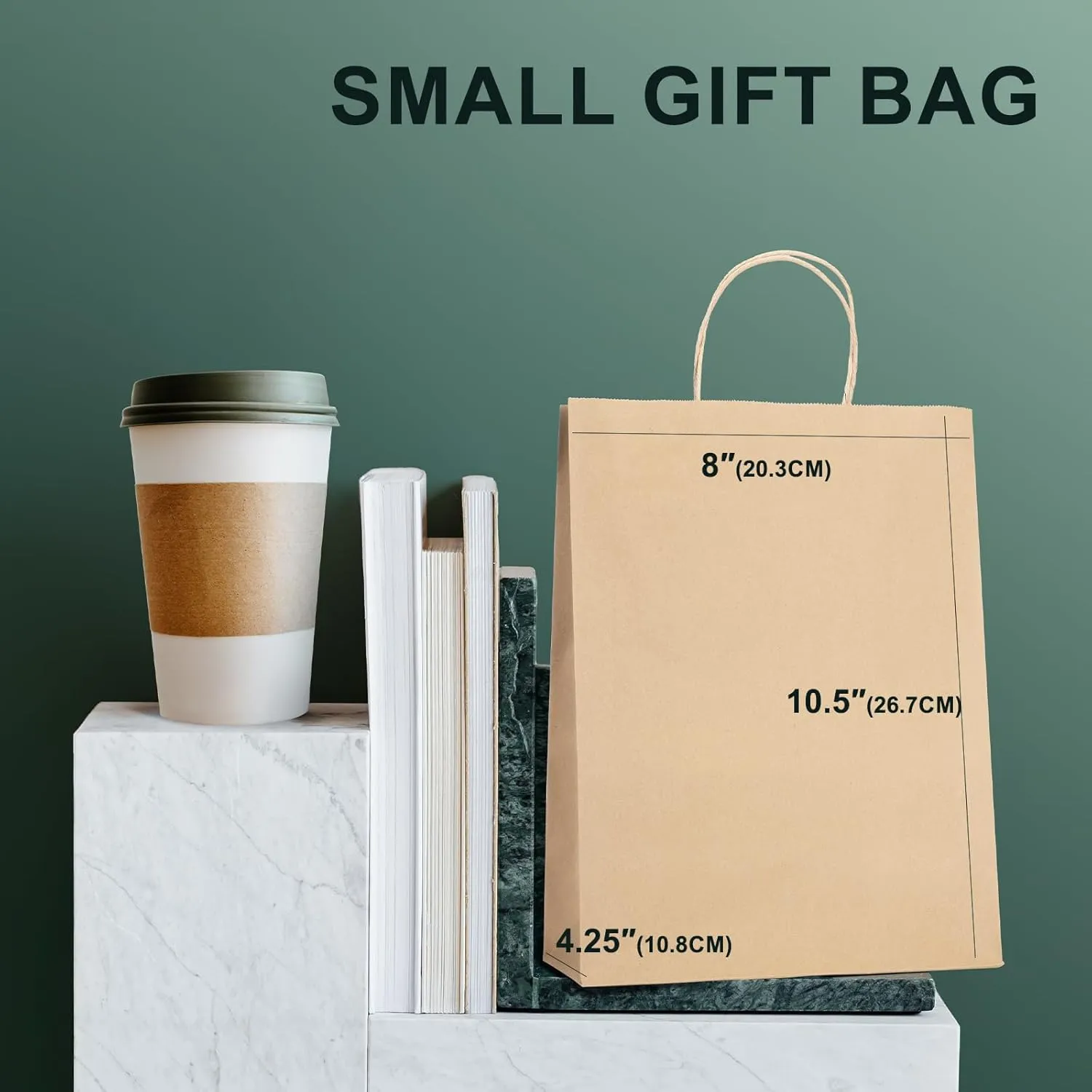 METRONIC Paper Gift Bags 8x4.25x10.5 100Pcs Brown Paper Bags with Handles Bulk, Kraft Paper Bags for Small Business, Birthday Wedding Party Favor Bags, Christmas Gift bags, Retail shopping Bags