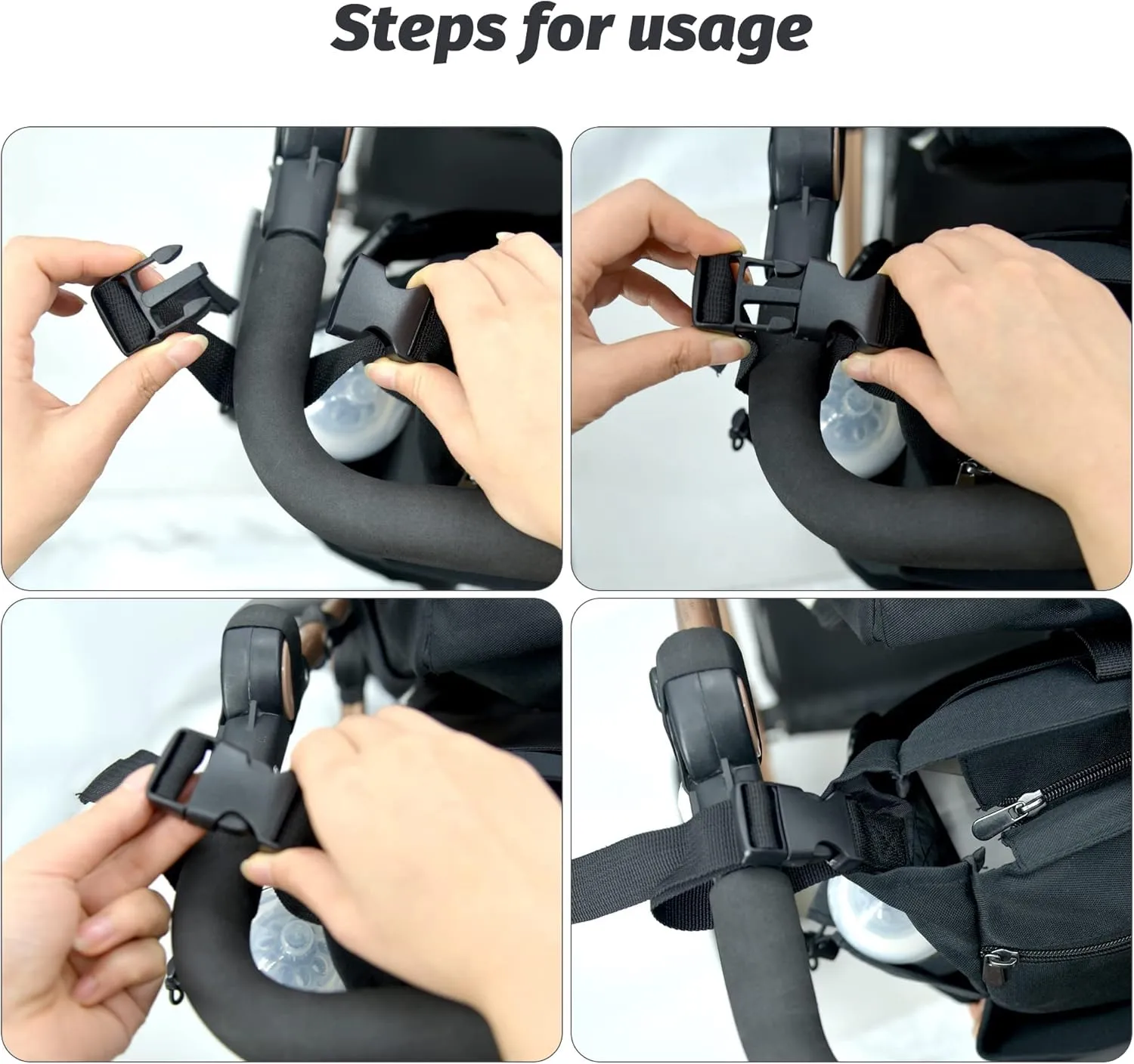 Miracle Baby Stroller Organizer Bag for Mom,Universal Stroller Storage Caddy Diaper Bag- Compatible with Most Stroller - Multifunctional Larg(Black)