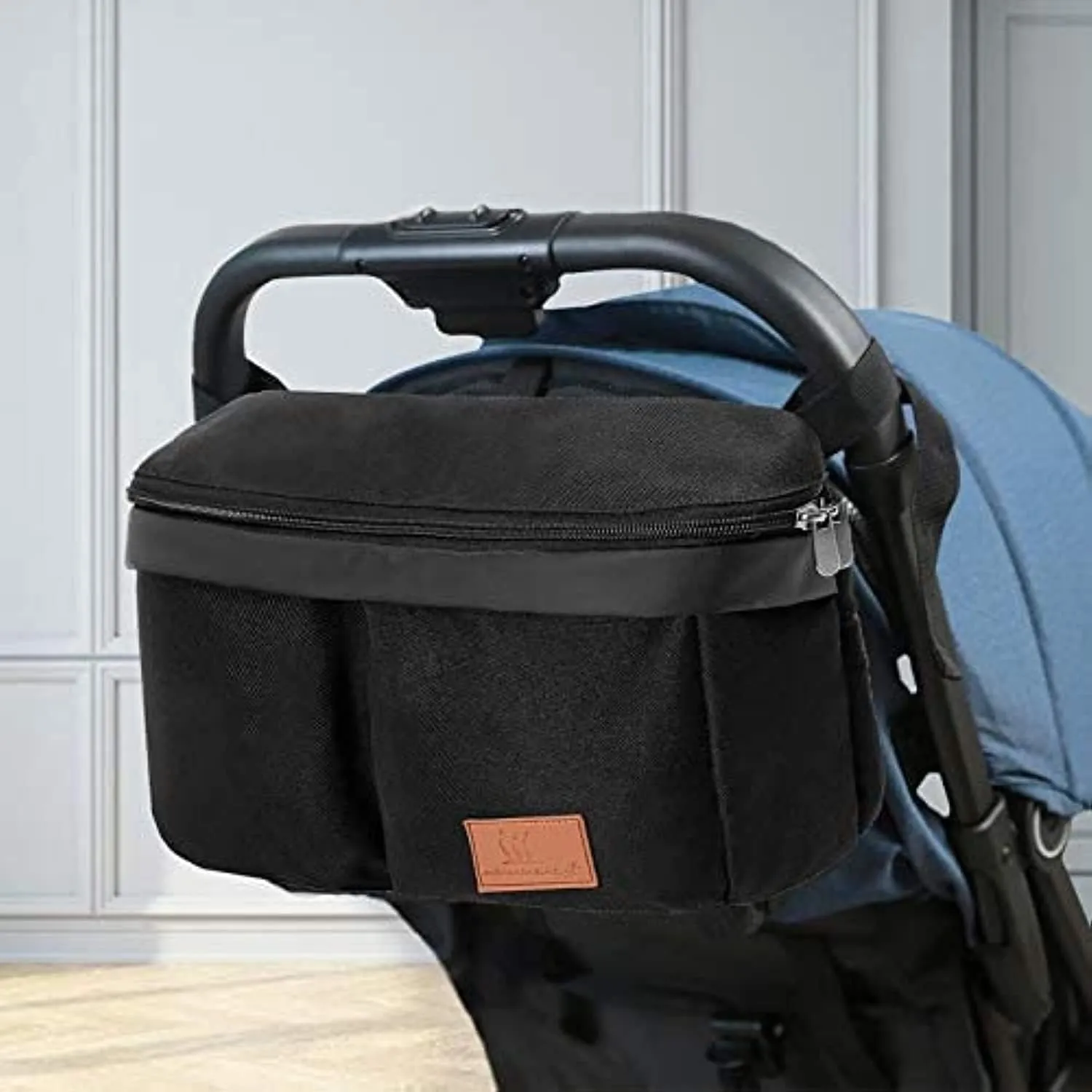 Miracle Baby Stroller Organizer Bag for Mom,Universal Stroller Storage Caddy Diaper Bag- Compatible with Most Stroller - Multifunctional Larg(Black)