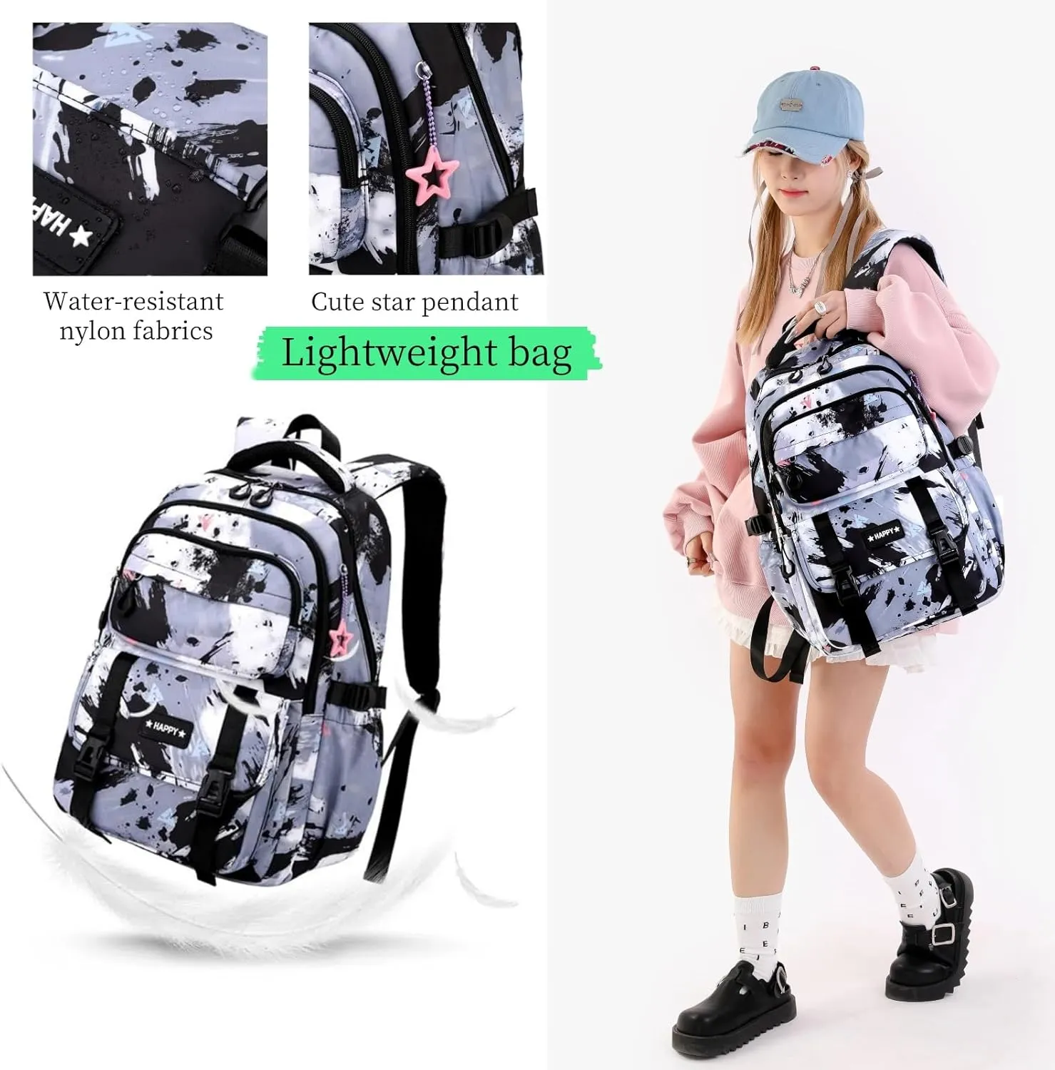 MITOWERMI Purple Backpack for Girls Kids Backpacks with Lunch Box Elementary Middle High School Backpacks Students Bookbag Set School Bags for Teens Girls (Purple)