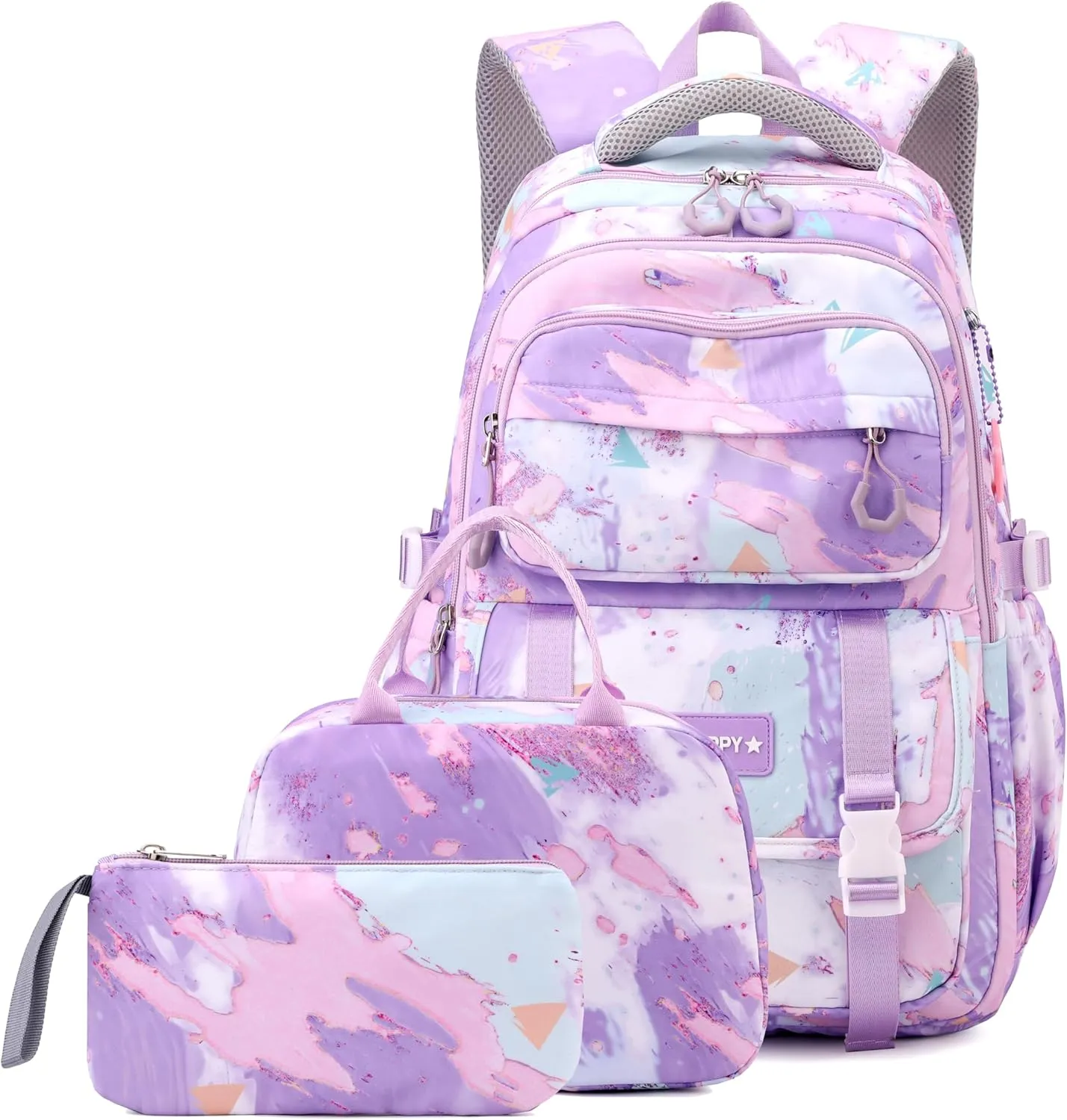 MITOWERMI Purple Backpack for Girls Kids Backpacks with Lunch Box Elementary Middle High School Backpacks Students Bookbag Set School Bags for Teens Girls (Purple)