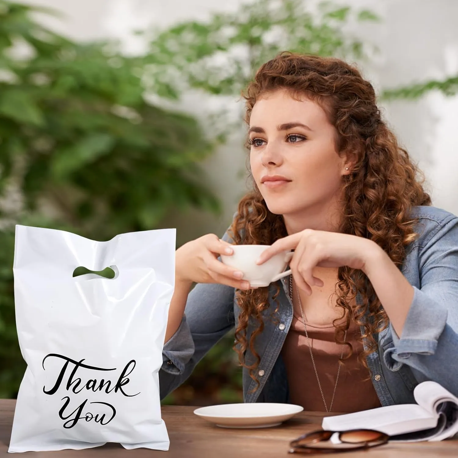 MJOGGOTT 300 Pcs Thank You Merchandise Bags, 3 Size Shopping Bags for Business Small with Handles, Plastic Gift Bag, Bulk Product Bag for Wedding Party Stores Packaging Wholesale Goodie