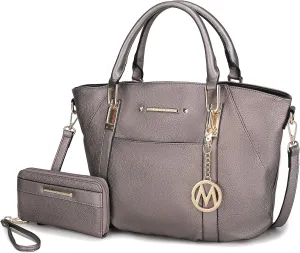 MKF Collection Tote Bag With Wallet for Women, Vegan Leather Shoulder Bag Purse Set Top Handle Handbag 2 Pieces