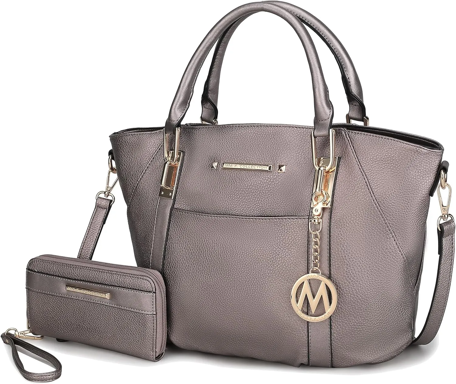 MKF Collection Tote Bag With Wallet for Women, Vegan Leather Shoulder Bag Purse Set Top Handle Handbag 2 Pieces