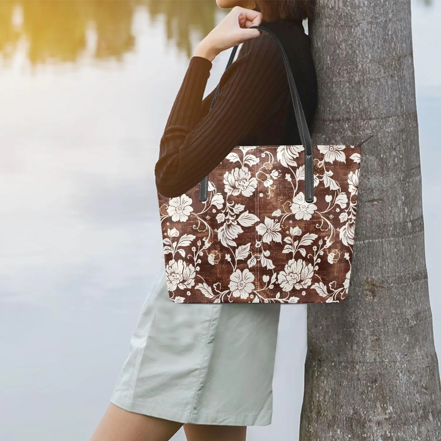MNSRUU Tote Bag Pumpkin Rose Purses and Handbags
