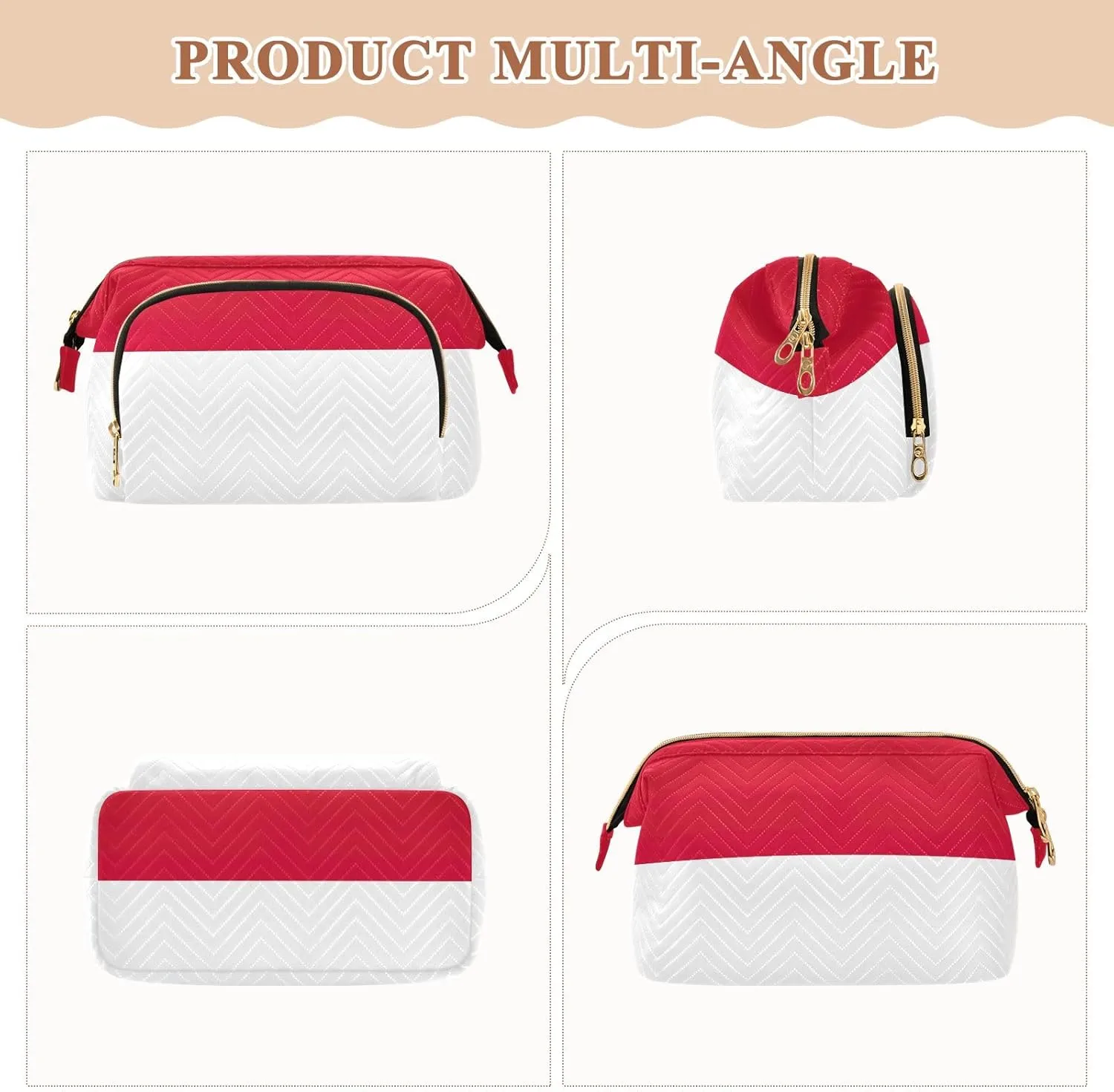 Monaco Flag Cosmetic Bags Wide-open Pouch Purse Travel Cosmetics Bags Women Large Capacity Makeup Organizer