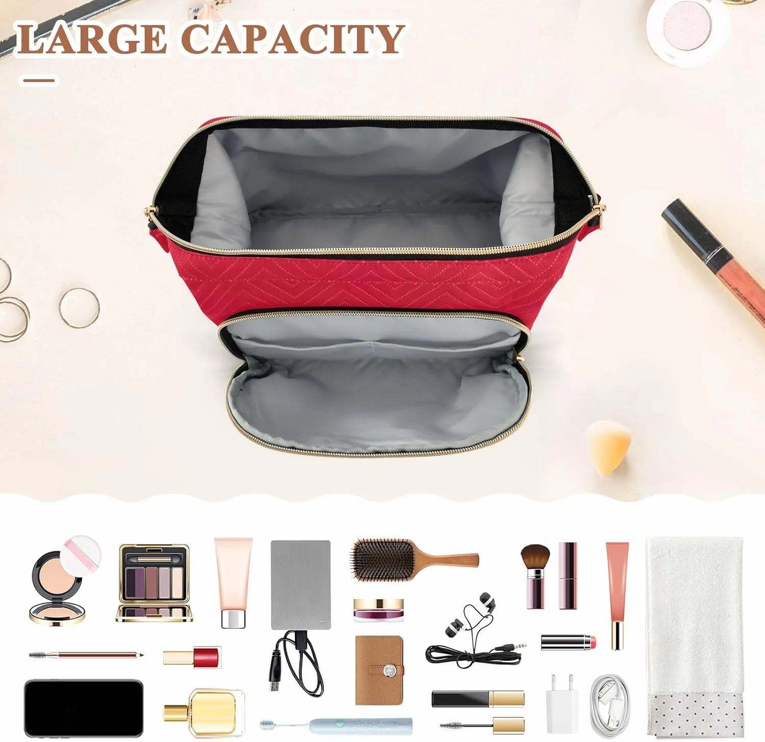 Monaco Flag Cosmetic Bags Wide-open Pouch Purse Travel Cosmetics Bags Women Large Capacity Makeup Organizer