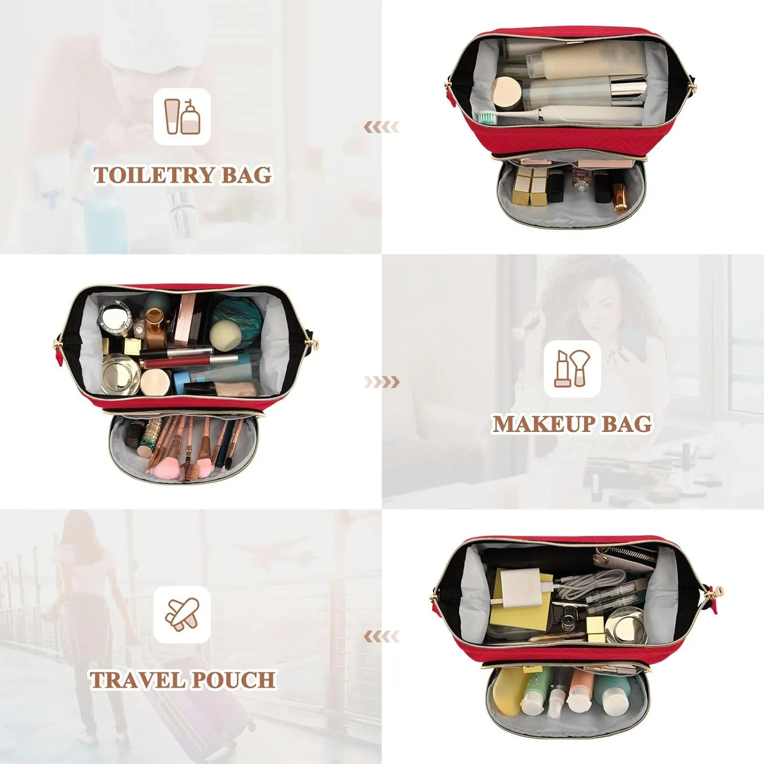 Monaco Flag Cosmetic Bags Wide-open Pouch Purse Travel Cosmetics Bags Women Large Capacity Makeup Organizer