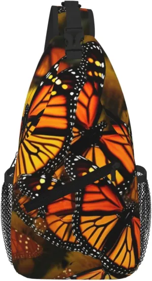 Monarch Butterflies Sling Bag For Women Men Travel Hiking Backpack Crossbody Shoulder Chest Bags Casual Daypack