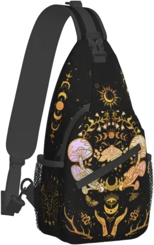 Moth Moon Crossbody Bags, Witchy Travel Crossbody Bags for Women, Sun Moon Sling Bag Hippie Mushroom Gothic Witch Gifts