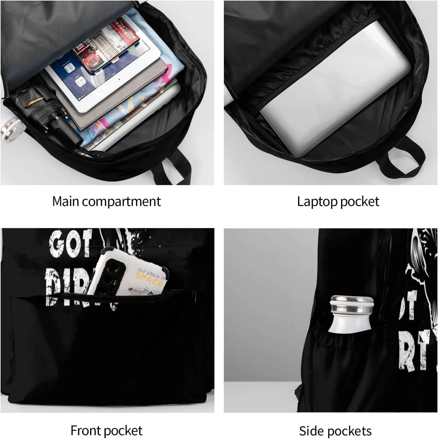 Motocross Dirt Bike Got Dirt Large Capacity Backpack Casual Double Shoulder Bag Laptop Backpack Travel Daypack For Women Men