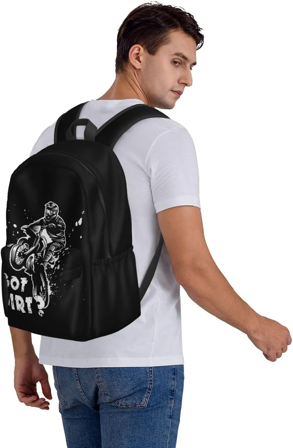 Motocross Dirt Bike Got Dirt Large Capacity Backpack Casual Double Shoulder Bag Laptop Backpack Travel Daypack For Women Men