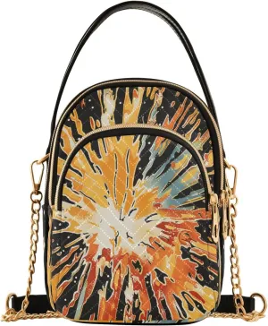 Multicolored Explosion Sparks trendy small cross body purse with multi pockets hand bags birthday for women