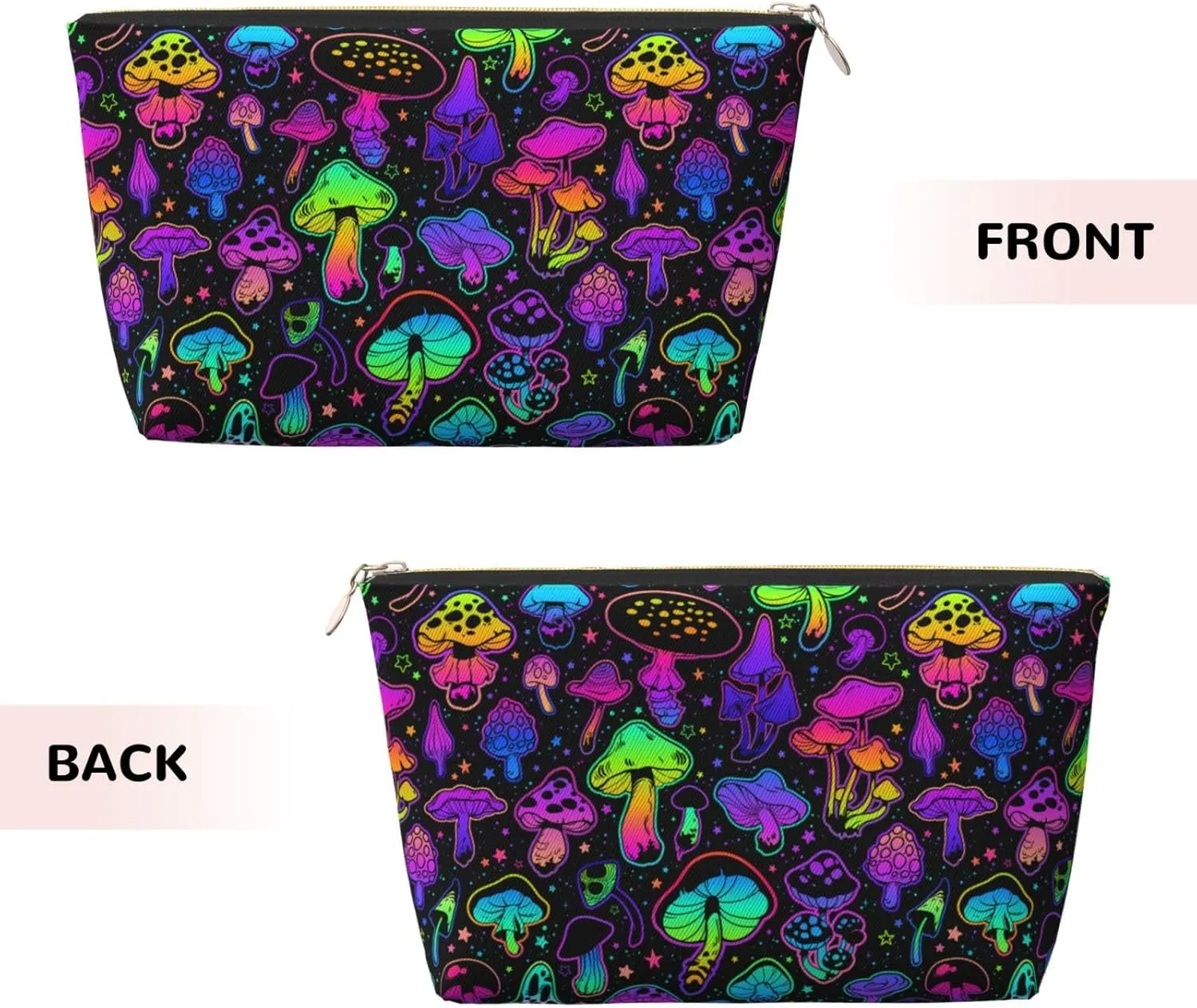 Mushrooms Small Makeup Bag for Women - Leather Travel Cosmetic Bag Make Up Pouch Mini Travel Zipper Pouch - Makeup Organizer Bag