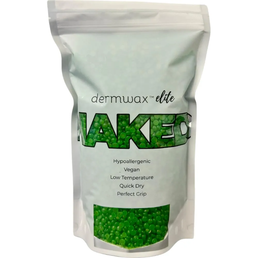 NAKED Sparkle Kiwi Hard Wax Beads / Stripless Hard Wax / 10 Lbs. by Dermwax Elite