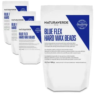 NaturaverdePro - BLUE FLEX HARD WAX BEADS - Made in Italy / Case = 35.27 oz. - 1,000 grams Bags X 4 Bags = 8.82 Lbs