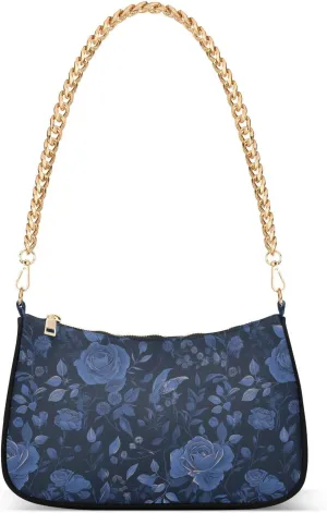 Navy Blue Romantic Roses for trendy chain quilted shoulder bags for women hand bag for wife