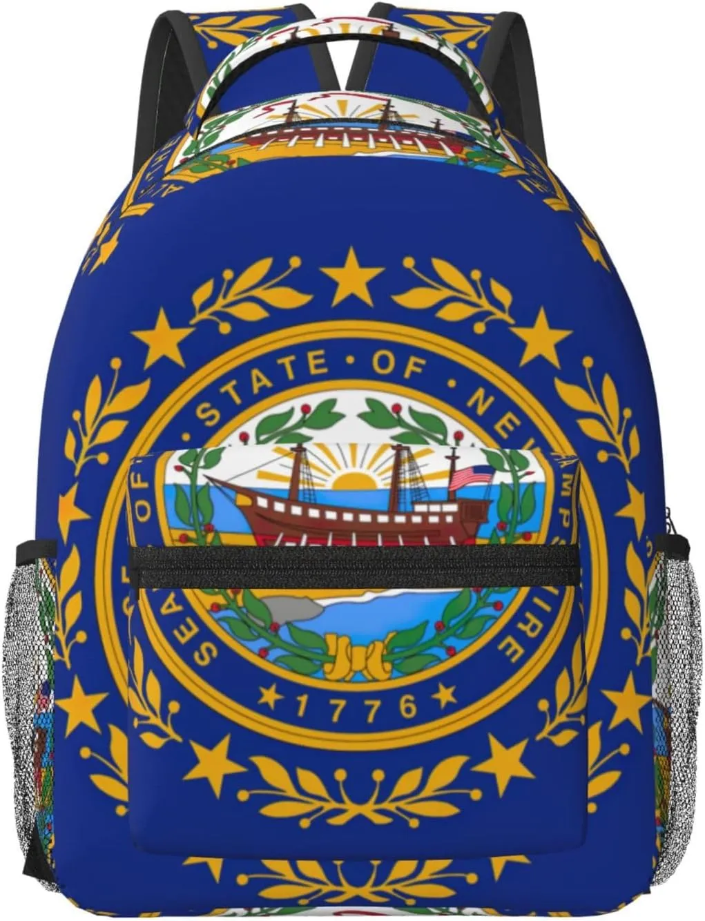 New Hampshire state flag Print Comfortable Laptop Backpackâ€“Personal Item Travel Bag,Travel Backpack Carry On Flight Approved